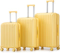 Luggage Sets 3 Piece with Double Spinner Wheels, Carry on Hardshell ABS Suitcases Set with TSA Lock, Lghtweight Checked Luggage for Different Travelling (Yellow, 20"/24"/28")