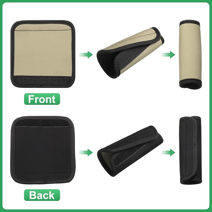 uxcell 3 Pcs Luggage Handle Wrap for Suitcase, Neoprene Handbag Grip Cover Protector Luggage Identifiers Suitcase Handle Wraps for Luggage Shopping Bag Travel Bags, Dark Khaki