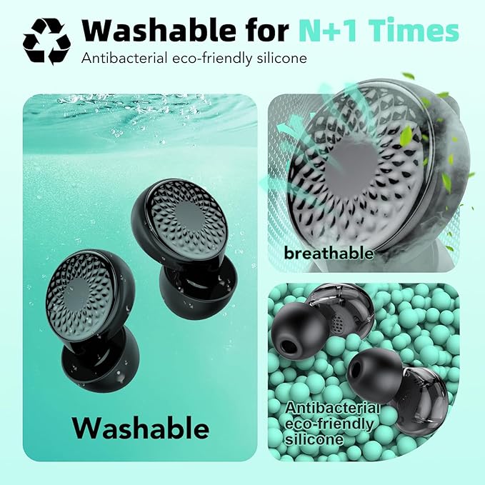 Ear Plugs for Sleeping Noise Cancelling, 50dB Soft Earplugs for Concert, Reusable Ear Plugs for Noise Reduction with Case & 8 Eartips, for Sleeping, Concert, Working, Studying, Traveling (Black)