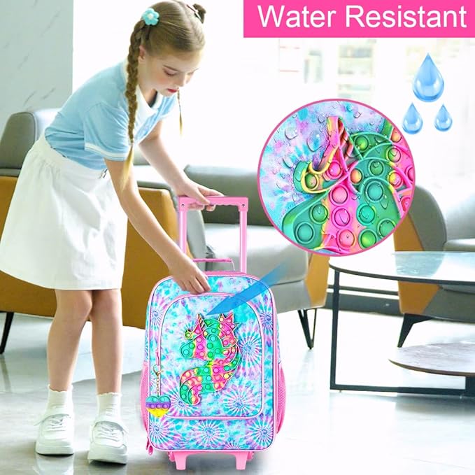 WZLVO Kids Luggage for Boys and Girls, Cute Dinosaur Unicorn Rolling Wheels Suitcase for Toddler Children