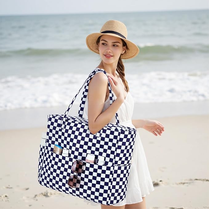 Bluboon Waterproof Beach Tote Pool Bags for Women Ladies Extra Large Carry On Bag With Wet Compartment for Weekender Travel