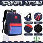 Backpack Set for Girls Boy Kids Backpack with Lunch Box for Elementary Primary Kindergarten School Bag (Navy Blue Set, Large)