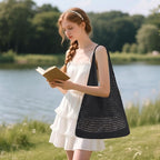 WantGor Crochet Bags, Beach Mesh Tote Bag Womens Shoulder Shopping Handbag Casual Travel Totes Bag Foldable Hobo Bags
