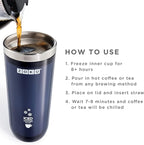 Zoku Instant Iced Coffee Maker, Reusable Beverage Chiller Cools Hot Beverages in Minutes Without Dilution, Portable 11-ounce Tumbler With Spill-resistant Lid and Straw, Grey
