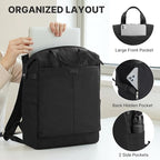 G4Free Protective 16" Laptop Backpack, Large Work Bag for Men Women, Slim Casual Backpacks for Travel, College, Business, Black
