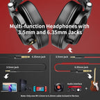 OneOdio A71 Hi-Res Studio Recording Headphones - Wired Over Ear Headphones with SharePort, Monitoring Mixing Foldable Headset with Stereo Sound, 3.5/6.35MM Jack for PC Computer DJ Guitar-Red
