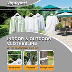 Vigorport Portable Travel Clothesline, Windproof Clothesline with Hang Hole, Indoor and Outdoor Clothes Line for Camping, Hotel, Backyard, Cruise Ship (White, 16.5Ft)