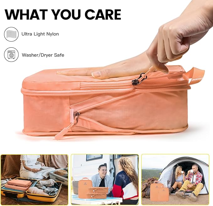 PFEYRPK Lightweight Compression Packing Cubes for Suitcases, Compressible Expandable Travel Packing Organizer with Clear Toiletries and Backpack Bag, Travel Essentials for Carry on Luggage 7 Set