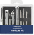Amazon Basics 6-Piece Essential Travel Manicure Kit, Grooming Set with Nail Clippers, Portable Nail Care Tools in Travel Case