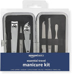 Amazon Basics 6-Piece Essential Travel Manicure Kit, Grooming Set with Nail Clippers, Portable Nail Care Tools in Travel Case