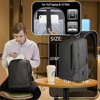 hk Laptop Backpack for Men with USB Charging Port Water-Resistant for 15.6 Inch Computer Bag Durable High-Tech Daypack Casual Backpack for Business Work College Weekender Travel-Black