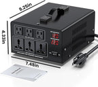 4000W Voltage Converter Transformer Step Up 110V/120V to220V/240V or Step Down 220V to 110V AC Power Converte, Circuit Breaker Protection, 3 US sockets, 3 Universal sockets, LCD Display