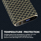 Halo RapidPack 10K DLX Power Bank | USB & USB-C Fast Charging for Multiple Devices, Smart Phones & Tablets, Synthetic Leather Wrapped, Portable Battery Charger, TSA Air Travel Approved — Gold