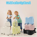 TABU Ride-on Luggage with Portable Bag for Kids，Hardshell Carry On Suitcase with Hidden Cup Holder, Foldable Pedal,Type-C & USB Interface, TSA Lock, 6-Spinner Wheels, Pink