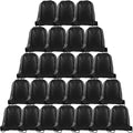 PLULON 25 Pcs Black Drawstring Bags Bulk, Black Drawstring Backpack Bulk String Backpack Cinch Sack Pull Sport Gym Backpack Bags for Yoga Traveling Outdoor Sports