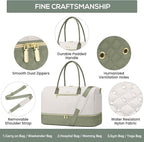 Travel Weekender Duffle Bags for Women - Duffel Bag with Shoe Compartment Carry On Overnight Bag with Toiletry Bag with Wet Pocket for Gym Hospital Bags for Labor and Delivery Beige Green