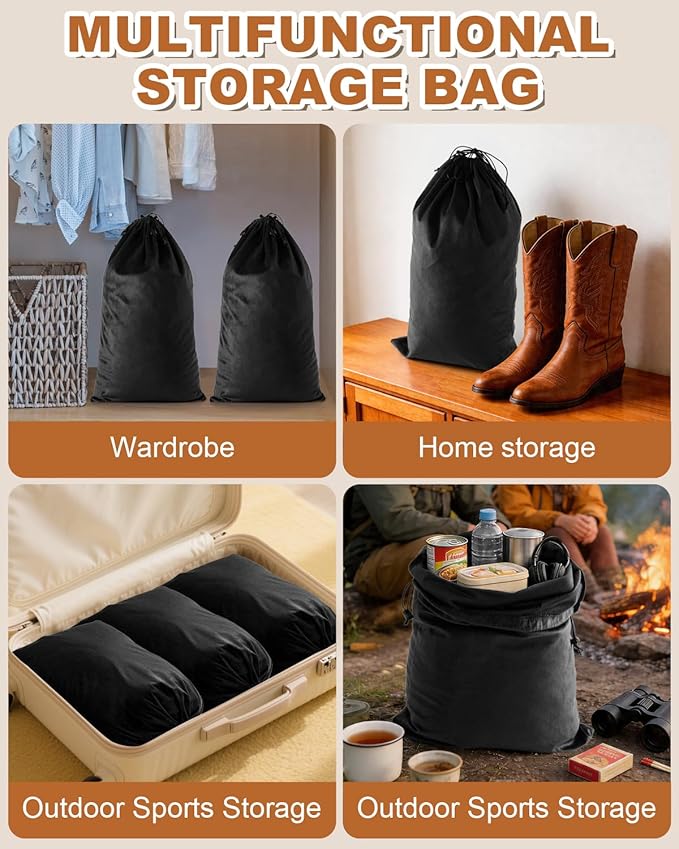 2 Pcs Shoe Bags for Travel, 21.2"x13.3" Large Boot Bags for Cowboy Boots, Washable Velvet Dust Bag with Drawstring for Dress Shoes, Handbags and Clothing, Suitable for Travel and Home Storage
