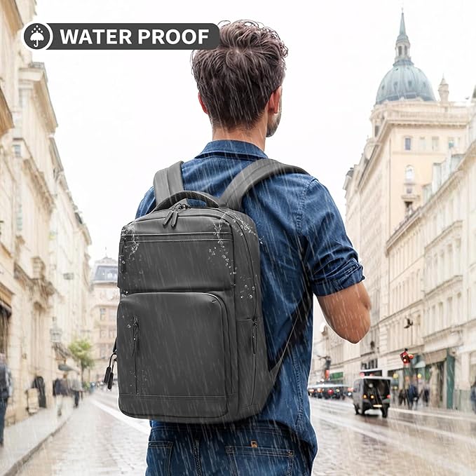 Waterproof Laptop Backpack for Men & Women, Flight Approved Anti-Theft Daypack with 15.6-inch Laptop Sleeve (Gray)