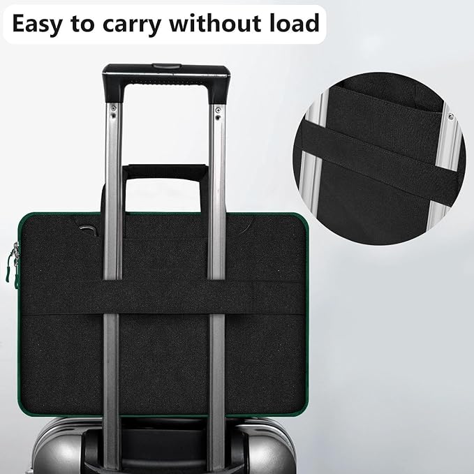 Hseok Laptop Shoulder Bag 15-15.6 inch Shockproof Water-Resistant HandBag with Small Case Compatible with MacBook Pro Neo 16" M5 M4 M3 M2 M1, Mac Pro Air 15", XPS 15/16, Most 15" 15.6" 16",BK-green