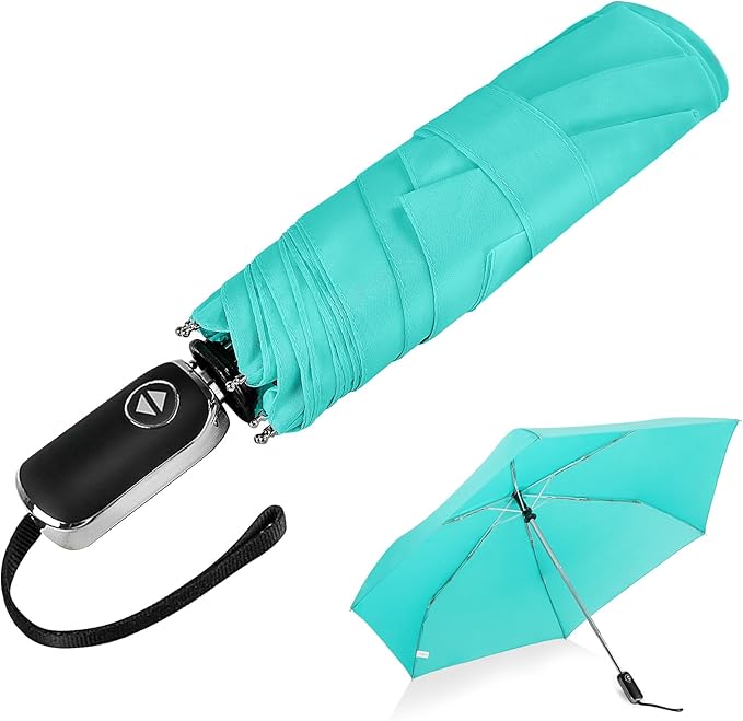 Compact Travel Umbrella for Purse - Flat Handle, Waterproof for Light Rain