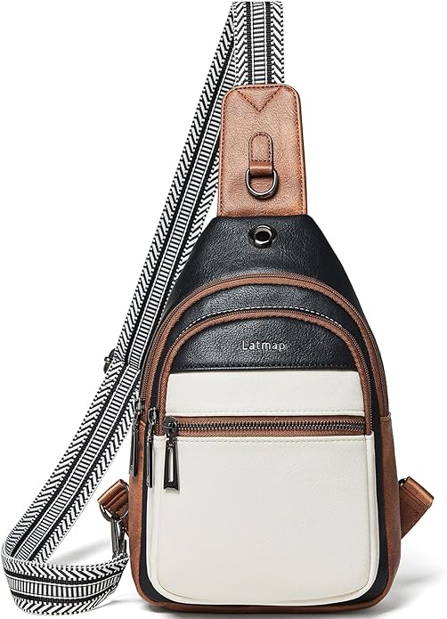 LATMAP Sling Bag For Women Faux Leather Small Casual Daypack Backpack Fanny Pack Crossbody Chest Bags Purse