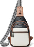 LATMAP Sling Bag For Women Faux Leather Small Casual Daypack Backpack Fanny Pack Crossbody Chest Bags Purse