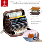 FurArt Zipper Wallet Women, RFID Blocking Credit Card Wallet, Business Card Holder, Compact Size KeyChain Wallet