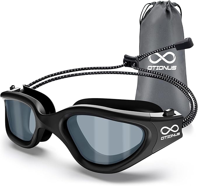 Swim Goggles, Polarized Adult Swimming Goggles Bungee Strap No Hair Pulling Anti-fog Pool Goggles for Men Women