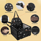 Dog Car Seat Foldable Dog Car Booster Seat Waterproof Breathable Oxford Travel Bag for Small to Medium Dogs, Puppies, and Pets-Pattern Black-Upgrade