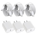 iPhone 16 15 Charger Fast Charging,3Pack 20W Fast Charging USB C Charger with 10Foot Long Type C to C Cable Cord TypeC Block Brick for iPhone 17/16e/16/16Pro/16 Plus/16 ProMax/15 Pro,iPad Air/Pro/Mini