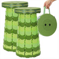 2 Pack Portable Collapsible Stools - Adjustable Folding Stools for Adults, Retractable Foldable Seat with Load Capacity 400lbs for Camping, Hiking, Fishing, Outdoor/Indoor, Green
