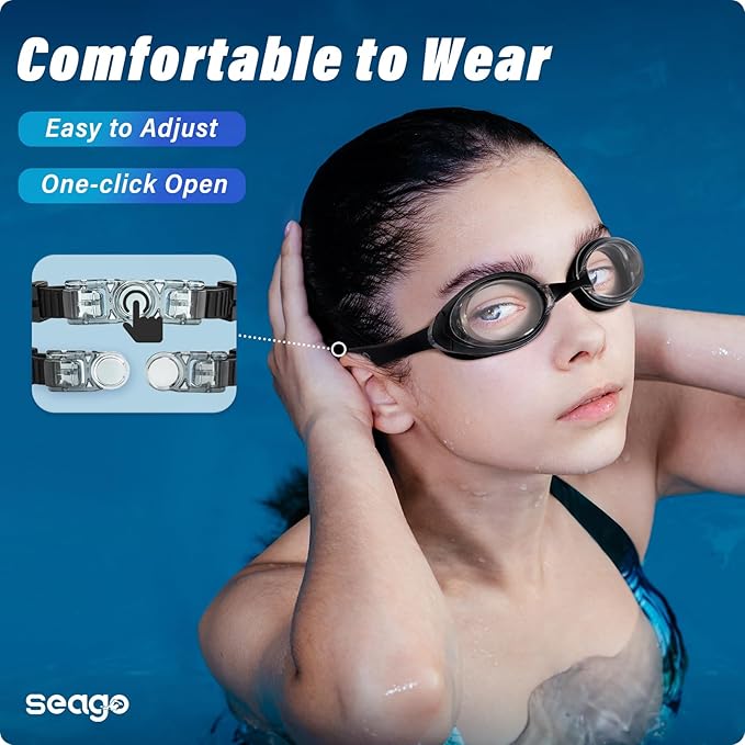 Seago 2 Pack Swimming Goggles Anti-fog Anti-UV Silicone Swim Goggles Adult Women Men