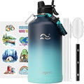 Swigina [2-IN-1 LID] Gallon Insulated Water Bottle with Silicone Boot (48hrs Cold/24hrs Hot) - DIY Stickers, Leakproof, BPA Free, 128 oz