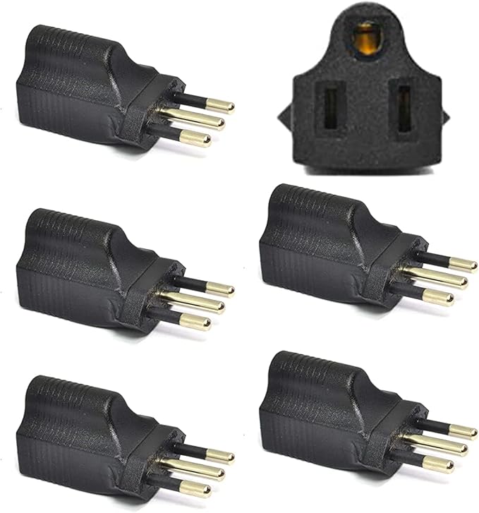 Ceptics Italy CEI-23-16/VII Travel Power Plug Adapter Accepts NEMA 5-15R - ETL Certified - Industrial Grade (IG-12-5PK) Black
