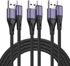 USB Type C Cable Fast Charging,3pack 10ft Premium Nylon Braided 3A Rapid Charger Quick Cord,Type C to A Cable Compatible for Samsung Galaxy S21 S20 S10 S9 S8 Plus,Note 20 10 9 8, LG V50 V40 G8（Purple）