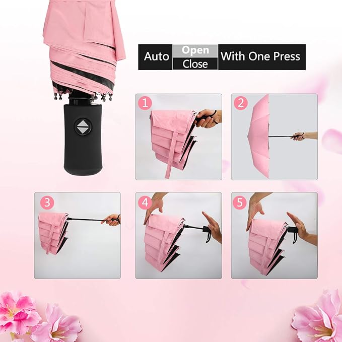 Sakura Umbrella-Windproof Anti Rain/Sun,Cherry Blossom Folding Umbrella