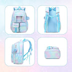 PIG PIG GIRL Kids Backpack for Girls - School Bags for Middle School Students - Book Bag for Elementary Primary - Blue