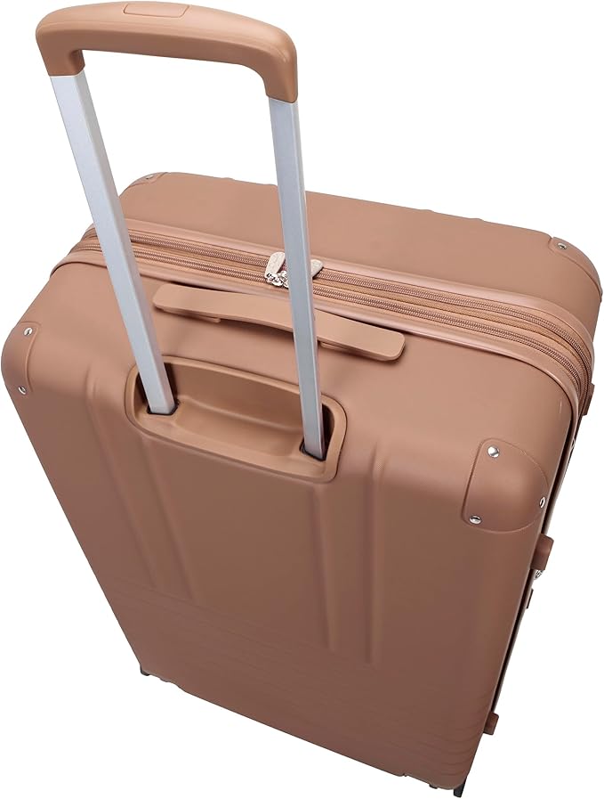 Jessica Simpson Countryside 3-Piece Set (21", Tote & Weekender) Expandable 8-Wheel Spinner Large Checked Luggage Suitcase, Mocha Mousse