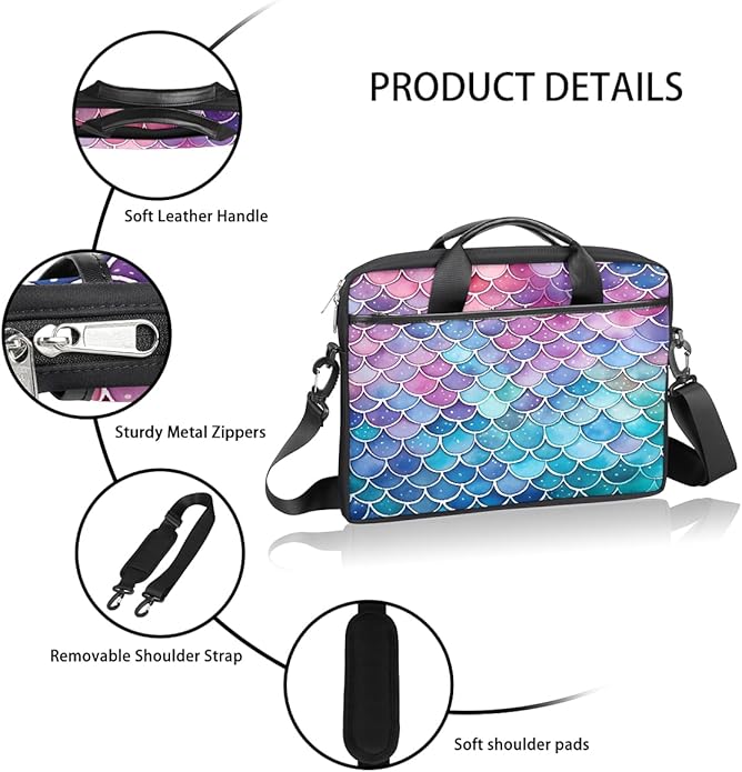 Laptop Shoulder Bag for Women Men, Waterproof Computer Case Messenger Bag Briefcase for Business Office Travel