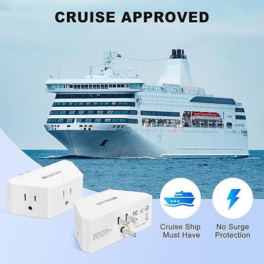 Multi Plug Outlet Extender 2 Pack, HITRENDS Small Electric Outlet Adapter, Small 3 AC Plug Extender for Travel Cruise Ship Dorm Room Essentials