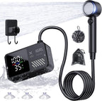 IGRL Portable Shower for Camping, Powerful 10L/Min Water Flow, Rechargeable Shower Pump with Bath Sponge, 4 Spray Modes, IPX8 Waterproof, 7800mAh Battery, Ideal for Hiking, Travel, Pet, Car Wash