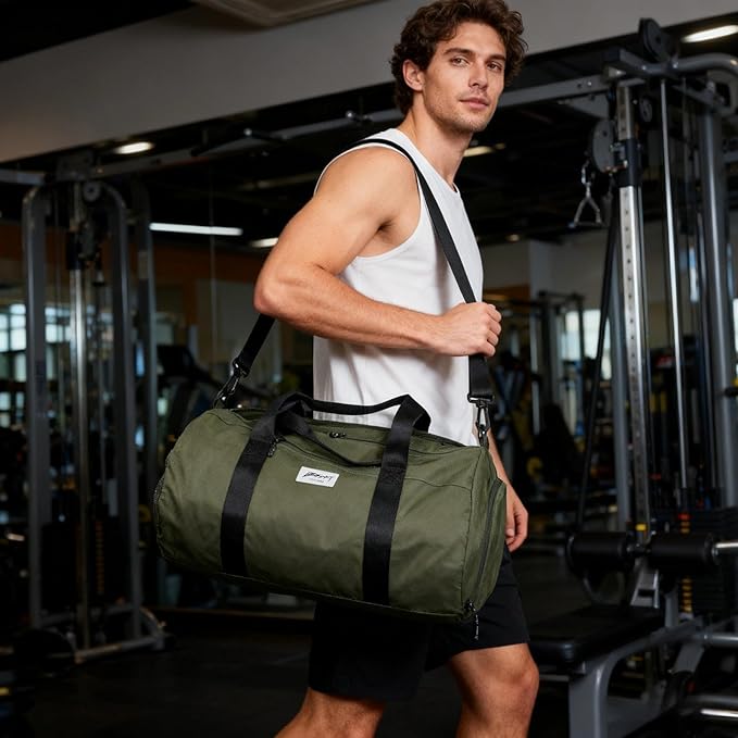 Gym Bags for Men with Side Pocket, 38L Sports Gym Duffle Bag with Adjustable Strap&Shoe Compartment, Large Waterproof Sport Duffel Bags for Travel, Sports, Fitness&Workout(Olive Green)
