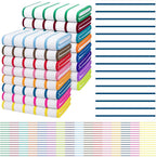 Redbaker 16 Packs 28 x 59 Inches Oversized Stripes Beach Towel Bulk Extra Large Pool Towels Set Microfiber Quick Dry Swim Towel Blanket for Women Men Adult Bath Travel(Classic Color)