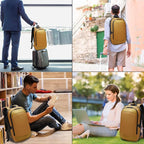 hk Business Backpack for Men 17 Inch,Slim & Expandable Waterproof Travel Laptop Backpack with USB Charger Port (Yellow)