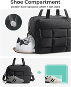 BAGSMART Gym Bag for Women, Carry on Travel Duffel Bag, Water-resistant Weekender with Shoe Compartment for Gym Travel Work, Black, Medium
