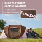 EchoSmile Pop Up Camping Tent, 2/4/6 Person Easy Setup Tent, Water Resistant Dome, Portable with Carry Bag