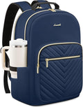 LOVEVOOK Laptop Backpack for Women with Giant Tumbler Holder 17.3 inch,Designer Travel Backpack Laptop Bag College Backpack,Quilted Work Nurse Teacher Backpack Purse Computer Bag Daypack,Navy Blue