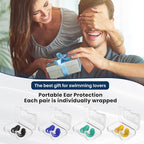 Waterproof Ear Plugs for Swimming Adults - 4 Pairs Reusable Silicone Ear Plugs for Women & Men, Keep Ear Water Out Swimming, Showering, Bathing, Surfing, Water Sports