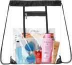 2 PACK Clear Drawstring Bag Stadium Approved, See Through PVC Drawstring bags, Transparent Backpack with Inner Zipper Pocket