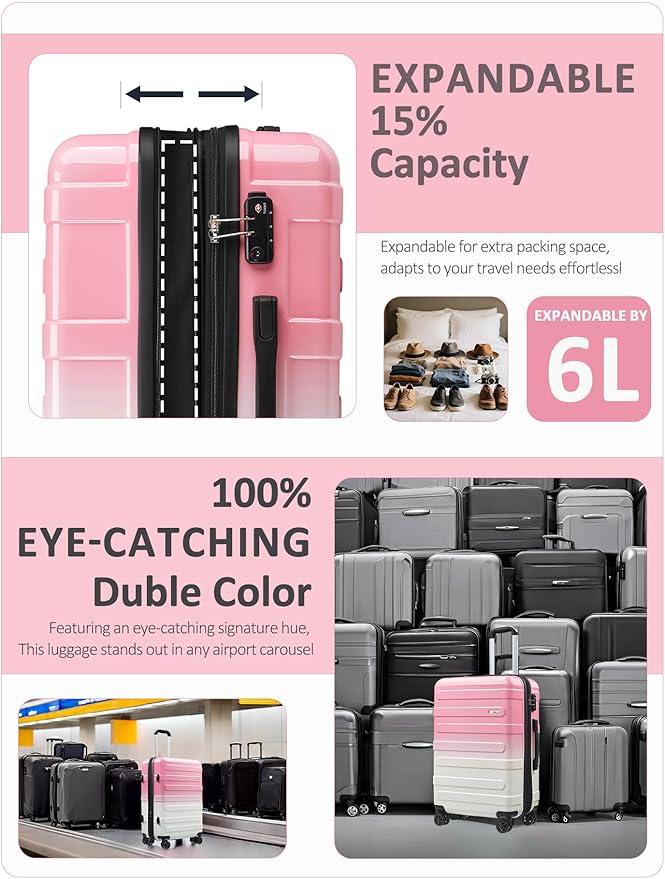 Tolino Carry on Luggage Checke Airline Approved,24 Inch Hardside Suitcase with Wheels TSA Lock, PC+ABS Lightweight Carry on Suitcases for Women and Men